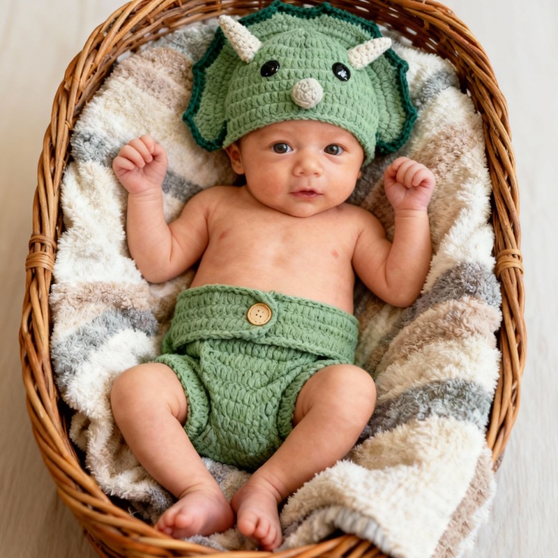 Baby Clothing Products - 2pcs Crochet Dinosaur Newborn Photography Props